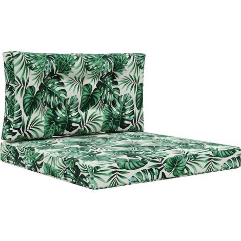 Coussin de canapé d'extérieur 2 pcs Motif feuille Polyester