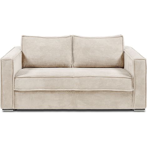 Canapé 4 places convertible express en velours côtelé beige avec assise mémoire de forme - Couchage 160 cm - Matelas 18 cm LORETO (1/4)
