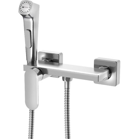 Robinet de bidet mural avec robinet d'arrêt et étagère, chrome (1/2)