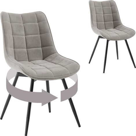 WOLTU 2x Sedie da pranzo, sedie per soggiorno, salotto, ufficio o terrazza, schienale ergonomico, seduta vellutoe gambe in metallo, Grigio Chiaro