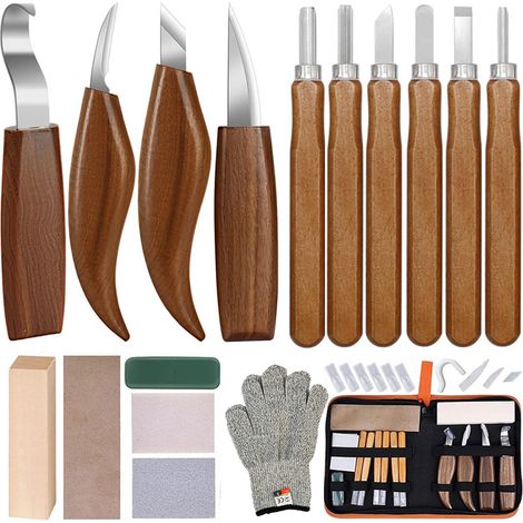 Coffret de 17 outils de sculpture sur bois en acier 7Cr17 au molybdène et au vanadium, coffret de ciseaux de sculpture de luxe, idéal comme cadeau. (1/5)