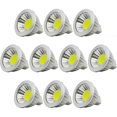 Ampoule LED COB MR16/GU5.3, 3 W / 210 lm, 12 V CC, blanc froid 6000 K, équivalent à une ampoule halogène de 20 W, ø 48 x 50 mm, angle de faisceau de 120° - Lot de 10 (1/4)