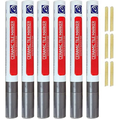 Set mit 6 dunkelgrauen Fugenreparaturmarkern für Badezimmerfugen, Badezimmermörtel, graue Fugenfarbe, Fugenreparaturmarkierung für Fliesen und Wände (1/5)