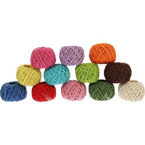 Ficelle de Lin Décorative, Corde de Lin Tressée Colorée, 12 Rouleaux, à Couper Librement, pour Emballage et Ligature, DIY, Mariage (1/5)
