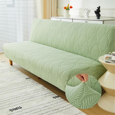 Copridivano elastico click clack per divani a 2/3 posti, motivo a foglie jacquard, copridivano senza braccioli, divano letto completamente rivestito, protezione per divano pieghevole (verde, M: 160-19