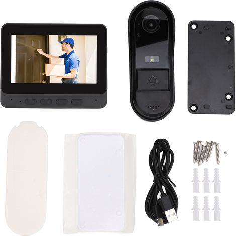 Gistuch Campanello video wireless, sistema videocitofono 1080P, vista notturna, conversazione bidirezionale, impermeabile IP66, grandangolo 170°, per la sicurezza domestica (1/5)