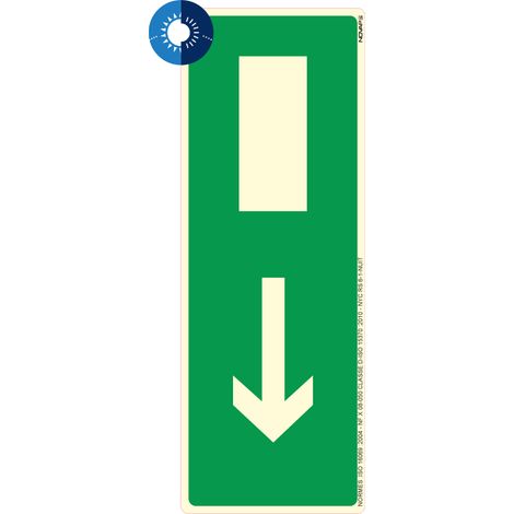 Panneau photoluminescent HD Sortie de secours en bas - rigide 330x120mm - 4055053