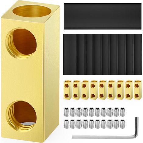 Lot de 10 bornes de connexion rapide carrées 4 AWG 60 A, connecteur de fil avec vis de blocage et tube thermoplastique (1/5)