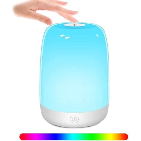 Lampe de chevet LED, lampe de chevet avec lampe de bureau tactile rechargeable USB, lampe tactile commutable 6 couleurs RVB et 3 niveaux de luminosité, veilleuse à intensité variable pour chambre et s (1/5)