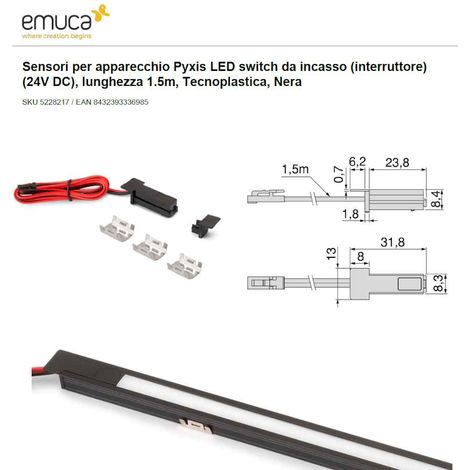 KIT SENSORE SENZA CONTATTO(PASSAGGIO MANO) PER PROFILO INCASSO PYXIS NERO EMUCA (1/2)