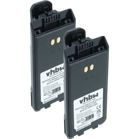 vhbw 2x Battery Replacement for BearCom for Radio, Walkie-Talkie (1500 mAh, 7.4 V, Li-Ion) + Belt Clip (1/5)