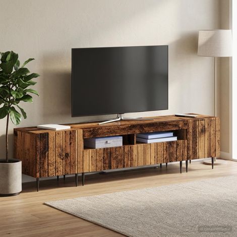 vidaXL 3 Piece LED TV Cabinet ZWOLLE Old Wood Engineered Wood (1/5)