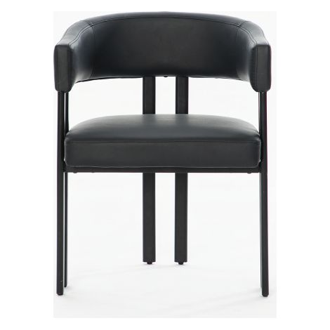 Chaises de salle à manger modernes — Chaises au style cylindrique revêtues de similicuir, dotées d'accoudoirs et de dossiers incurvés intégrés — Chaises en métal pour cuisine, salon et salle à manger (1/4)