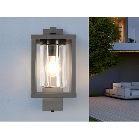 Außenwandleuchte Anthrazit in Laternenoptik mit E27 LED, Höhe 33cm (1/5)