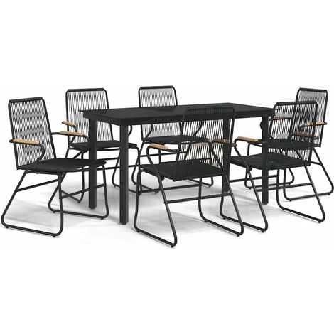 Maison Exclusive - Set da Pranzo da Giardino 7 pz Nero in Rattan PVC (1/5)