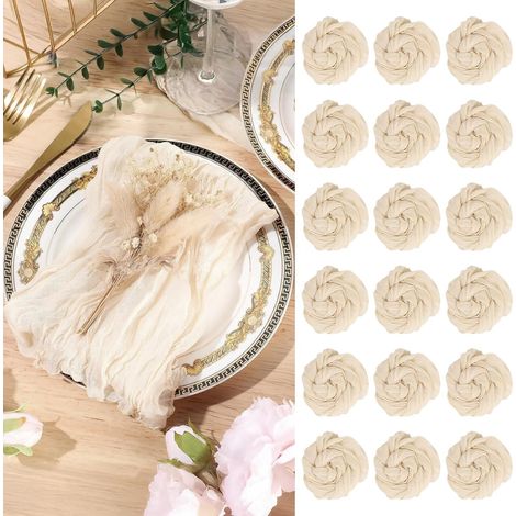 50pcs Serviette en Gaze de Coton Beige 50cm, Serviettes de Table en Tissu Froissé, Vintage Boho Teinté à La Main Coton Carré, Rustiques Bohèmes pour Fêtes, Réceptions, Fêtes de Mariage (1/5)