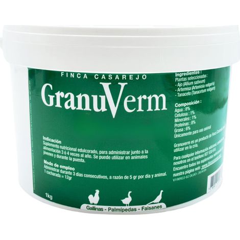Granuverm Prevención De Vermes En Patos, Gallinas, Etc. Desparasitación Interna Producto Granulado 100% Natural 5 Kg