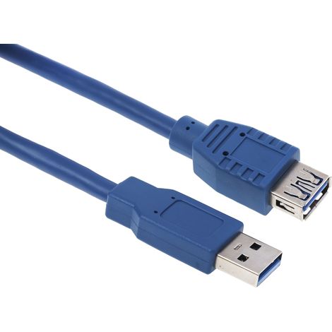 Rallonge USB RS PRO, USB A vers USB A, Bleu, 5m ( Prix pour 1 )