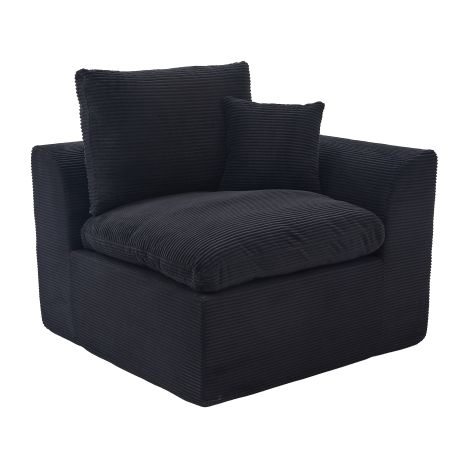 Cord Sessel 101x102,5x84 cm Einzelsessel Wohnzimmersessel mit Kissen, weiche Polsterung aus Schaumstoff und Federpaket, nordischer Stil, Schwarz (1/5)