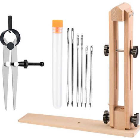 Stitch Guide and Wooden Clamp for Hand Sewing - Guiding Tool Set with Adjustable Spacing for Straight and Even Stitches - Professional Sewing Accessory for Leather and Thick Fabrics (1/2)