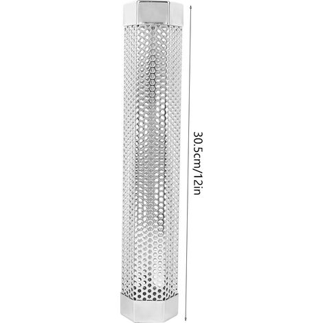 Tube à fumée barbecue hexagonal 30,5cm avec brosse et 2 crochets + boîte fumoir 22,5cm - Matière : 304 stainless steel (1/5)