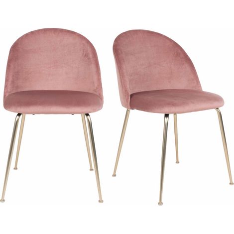 LOLY- Chaise en velours rose et finition laiton (x2) (1/5)