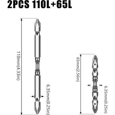 Tournevis industriel à tête magnétique antidérapante S2, double tête haute dureté, tête cruciforme pour perceuse pneumatique-AquaForge (1/5)