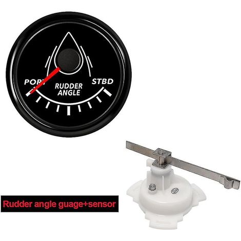 Indicateur de position de gouvernail marin 52 mm étanche avec rétroéclairage rouge et transducteur de gouvernail 0-190 ohms, compatible 12 V/24 V CC pour la navigation de plaisance et les yachts. (1/5)