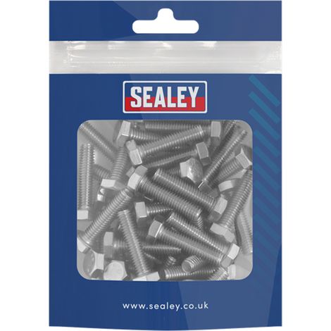 Sealey S625S Stainless Steel Set Screw M6 x 25mm 1mm Pitch, DIN 933 - Pack of 50