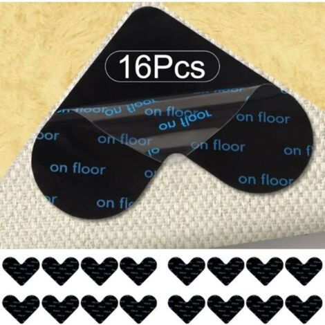 Tapis Antidérapant - 9,5 x 7,5 cm - Pour Tapis Intérieur Extérieur - Compatible Sol Bois Carrelage Marbre Vinyle - 16 Pièces (1/4)