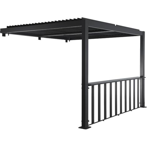 sweeek - Wand Pergola Palace 3x3m mit Lamellendach + 1 Thekenleiste 3m (1/5)