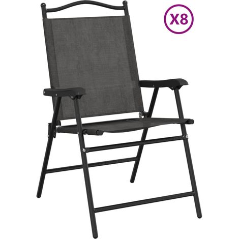 Maison Exclusive - Sedie Giardino Pieghevoli 8 pz Acciaio Grigio Mélange Textilene