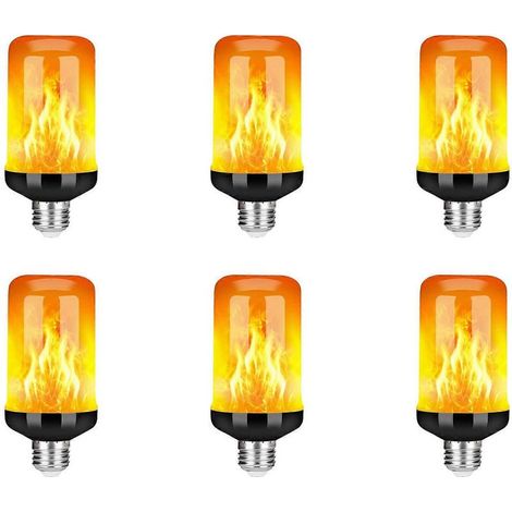 Lot de 6 ampoules LED effet flamme E27, ampoules décoratives à effet flamme réaliste, lampe de décoration festive, noir-B (1/5)