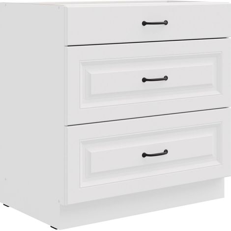 Küchen Unterschrank 80 cm Stilo Weiß Vollauszug Soft-Close Küche Küchenzeile