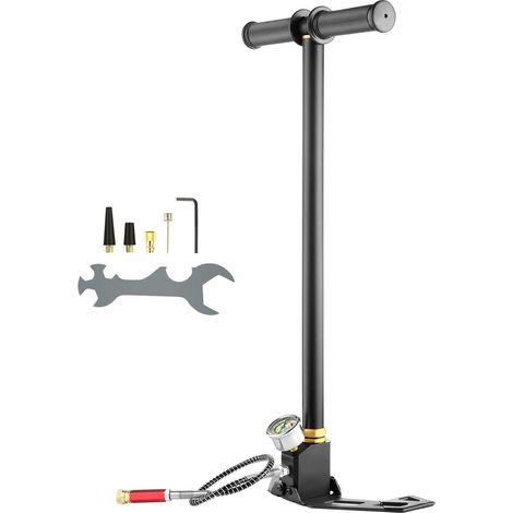 Pompe à main PCP 3 étages, 30 Mpa/4500 PSI, haute pression, avec filtre huile-humidité et manomètre, acier inoxydable, pour carabines à air, réservoirs de plongée et gonflage de pneus. (1/5)