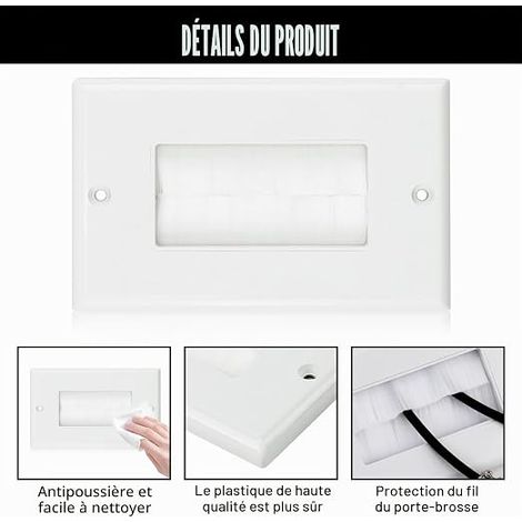 Wall Plates with Brush for Cable Passage, Wall Cable Outlet Audio Video Connector, Wall Panel Cable Pass Through Insert for HDMI TV Cables (1/4)