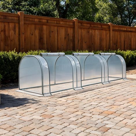 Serre tunnel avec porte 350 x 100 x 80 cm plastique transparent (1/5)