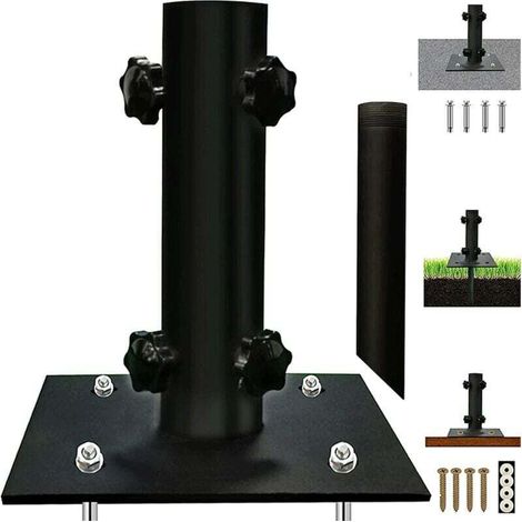 Patio umbrella base, multifunctional outdoor umbrella stand with ground fixing, sturdy metal table umbrella stand for patio, concrete, lawn, pole mounting