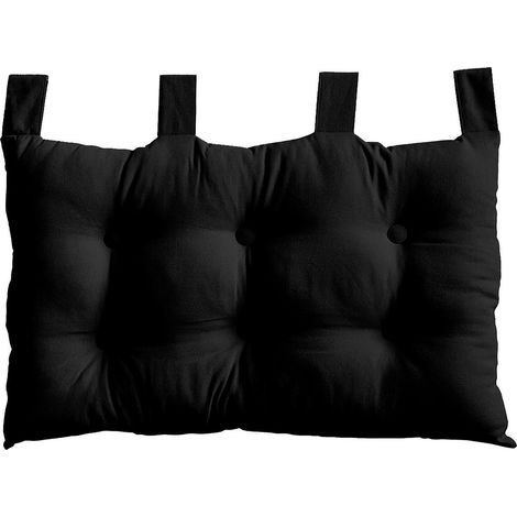 Coussin Tête de Lit Uni "Panama" 70cm Noir