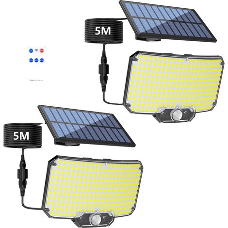 Luces LED solares, sensor de movimiento, diseño impermeable, paquete de 2 (1/2)