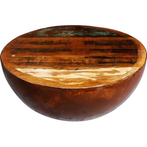 Table basse Table d'appoint pour Salon Chambre - Forme de bol avec base en acier Bois recyclé BV466131 - BonneVie (1/5)
