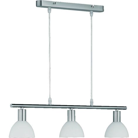 REALITY LEUCHTEN Pendelleuchte Hängelampe, 3-flammig, nickel matt, Glasschirm weiß (1/3)