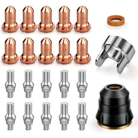 23-teiliges IPT60-Plasmaschneidbrenner-Verschleißteilset, 0,040"-Plasmaschneidbrennerzubehör für CUT55 NON-HF und CUT55 MP, geeignet für 40–50 A Stromstärke