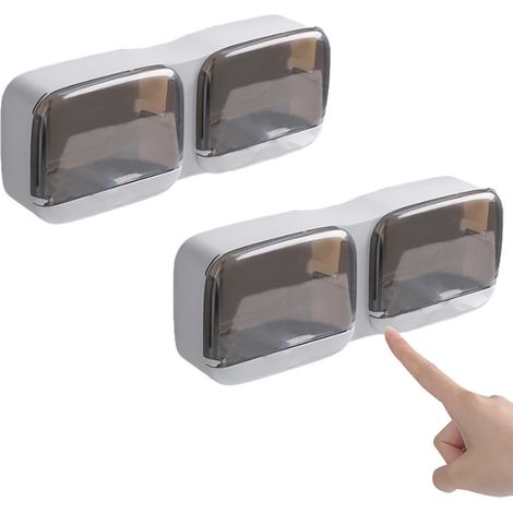 4 porte-savons muraux double grille avec évacuation, pour douche salle de bain cuisine (1/5)