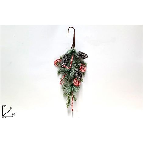 Decorazione Natale Fuoriporta Innevato con Canditi e Pigne 58 cm (1/2)