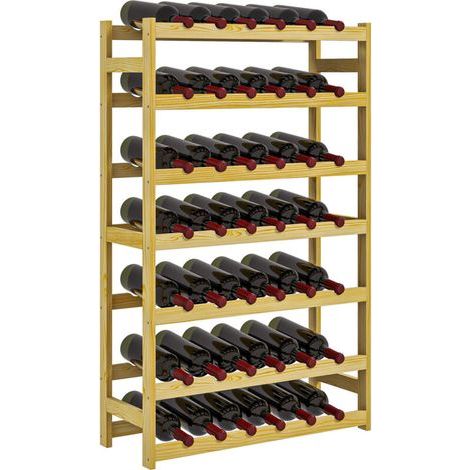 Casier à bouteilles, porte-bouteille en bois à 7 niveaux pour 42 bouteilles, 63 x 25 x 102cm, naturel (1/5)