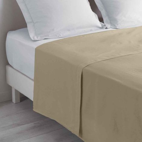 Drap Plat en Coton "Biolina" 240x300cm Taupe (1/3)