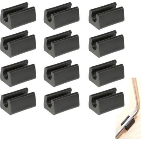 12pcs Patin Pied Chaise Tube Embout Tampon Capuchon Bouchon Protection Plancher Meuble Forme U en Plastique Chaise Casquettes,Chaise Jambe Caps Silicone Tube Pince (10mm,Schwarz) (1/4)
