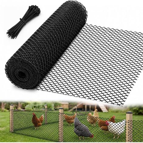 Clôture grillagée enroulable en plastique, 5 m × 40 cm, polyvalente, noire, avec filet, découpable, durable, comme protection d'arbre, barrière pour chat, chien et lapin, ainsi que (10 m × 40 cm) (1/5)
