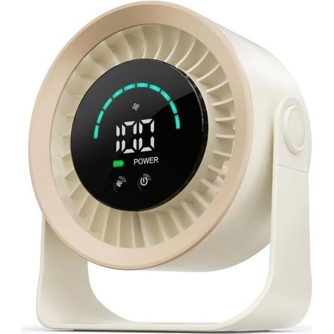 Mini Ventilateur de Bureau, Petit Ventilateur de Table Silencieux Rechargeable USB, Ventilateur de Réglable à 360° avec Affichage Numérique LED pour Chambre à Coucher, Bureau et Maison (1/5)